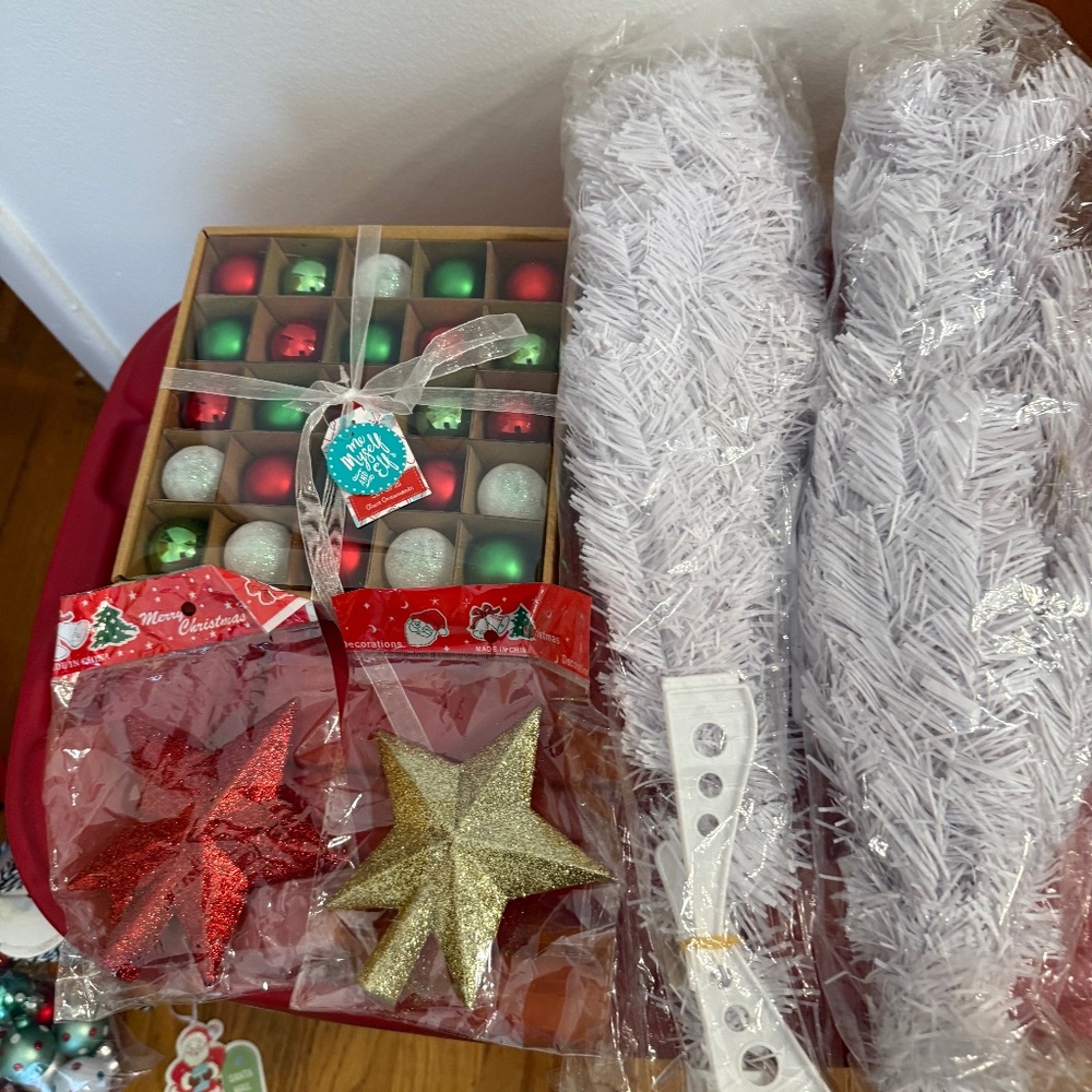 Mini Craft Christmas Tree Bundle – 2 White Trees + Ornaments + Toppers